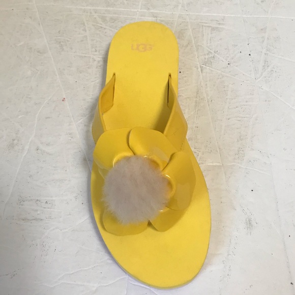 Ugg Australia NEW Poppy Flip Flop Thong Sandals Remove Back Strap Flower Pom Pom - Picture 8 of 15